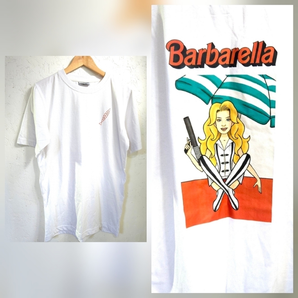 Cabcity | Mens White Barbarella Print T-Shirt